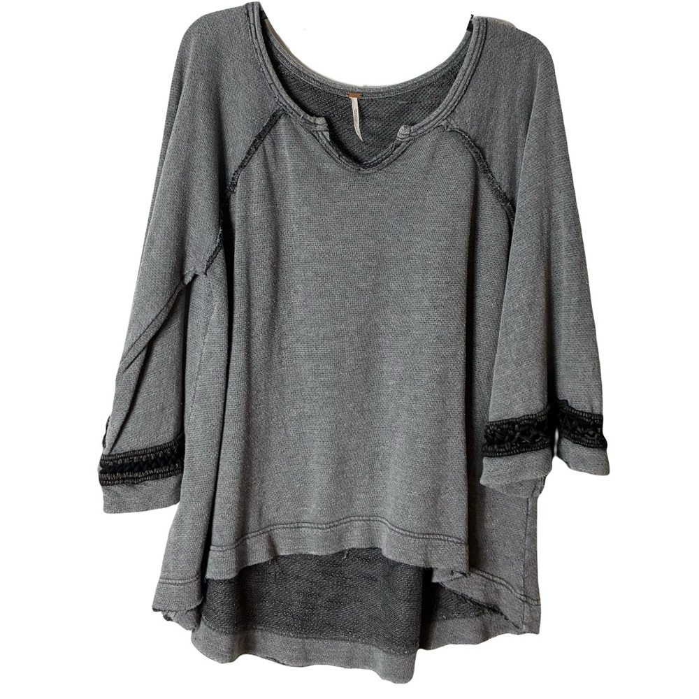 Nwot Free People Sweatshirt M Grey Cotton Blend